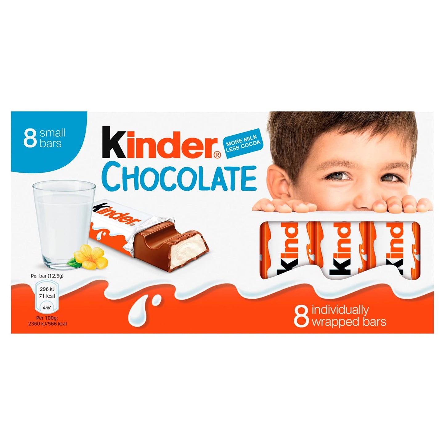 Kinder Chocolate 8 Bars (Pack of 2), 100g Each