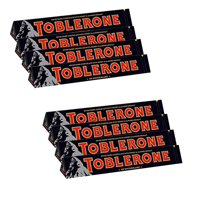 Toblerone Dark Chocolate with Honey and Almond Nougat, 8 x 100 g