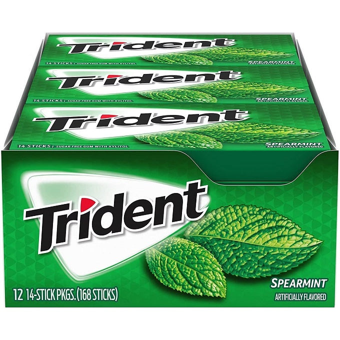 Trident Sugar Free Gum Spearmint (Pack of 12)