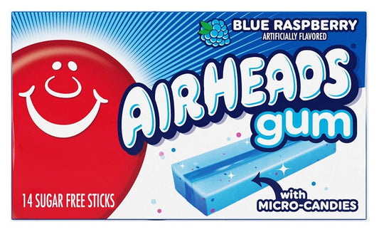 Airheads Sugar Free Gum Blue Rasberry Flavor 14 Sticks