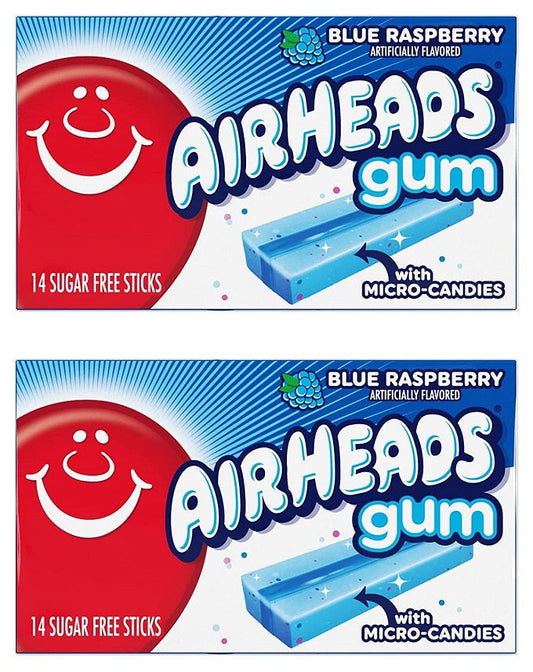 Airheads Sugar Free Gum Blue Rasberry Flavor 14 Sticks (Pack of 2)
