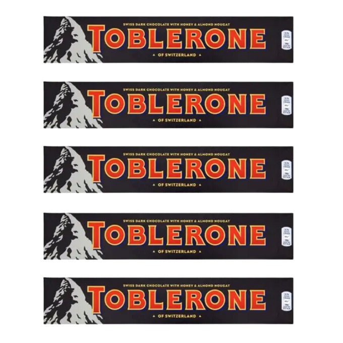 Toblerone Dark Chocolate with Honey and Almond Nougat, 5 x 100 g