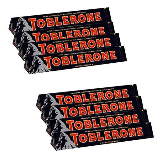 Toblerone Dark Chocolate with Honey and Almond Nougat, 8 x 100 g