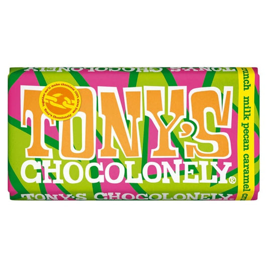 Tony's Chocolonely Milk Chocolate With Pecan, Caramel Chocolate Bar 180g