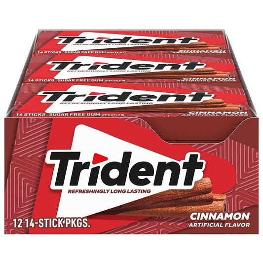 Trident Sugar Free Gum Cinnamon (Pack of 12)