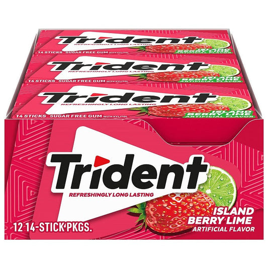 Trident Island Berry Lime Sugar Free Gum (Pack of 12)
