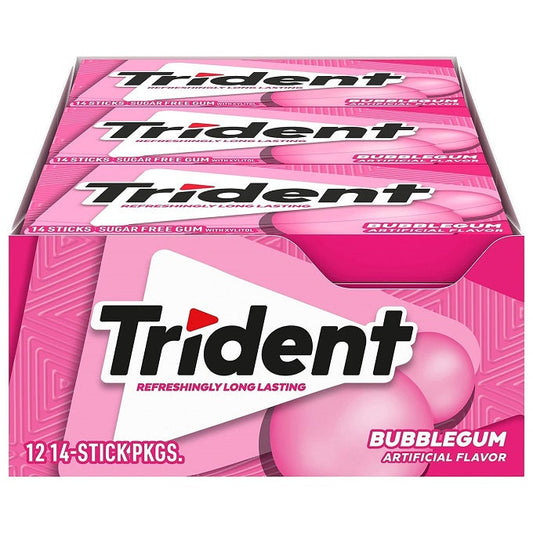 Trident Sugar Free Gum Bubblegum (Pack of 12)