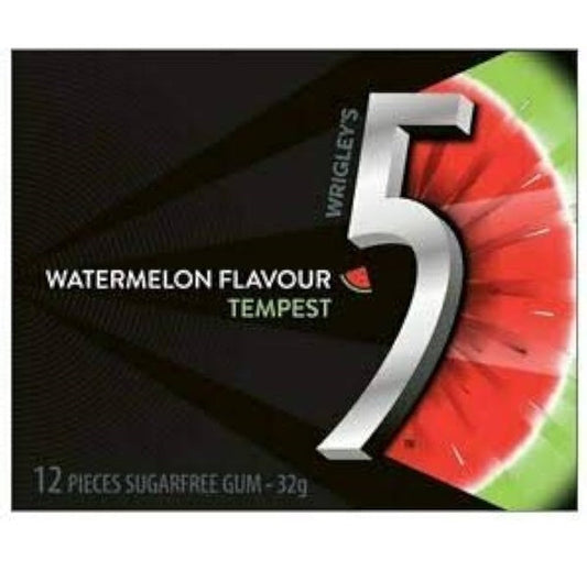 Wrigley's  5 Gum Watermelon Tempest Chewing Gum Pack of 10