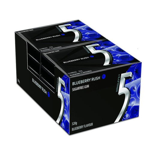 Wrigley's 5 Gum Blueberry Rush Sugar Free Gum Pack of 10