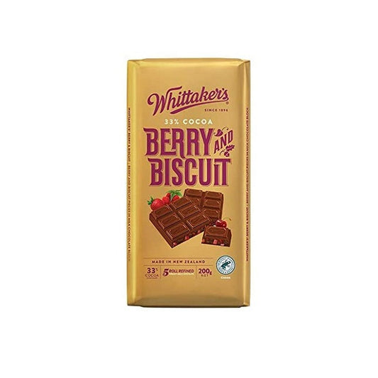Whittaker's 33% Cocoa Berry and Biscuit Chocolate 200gm